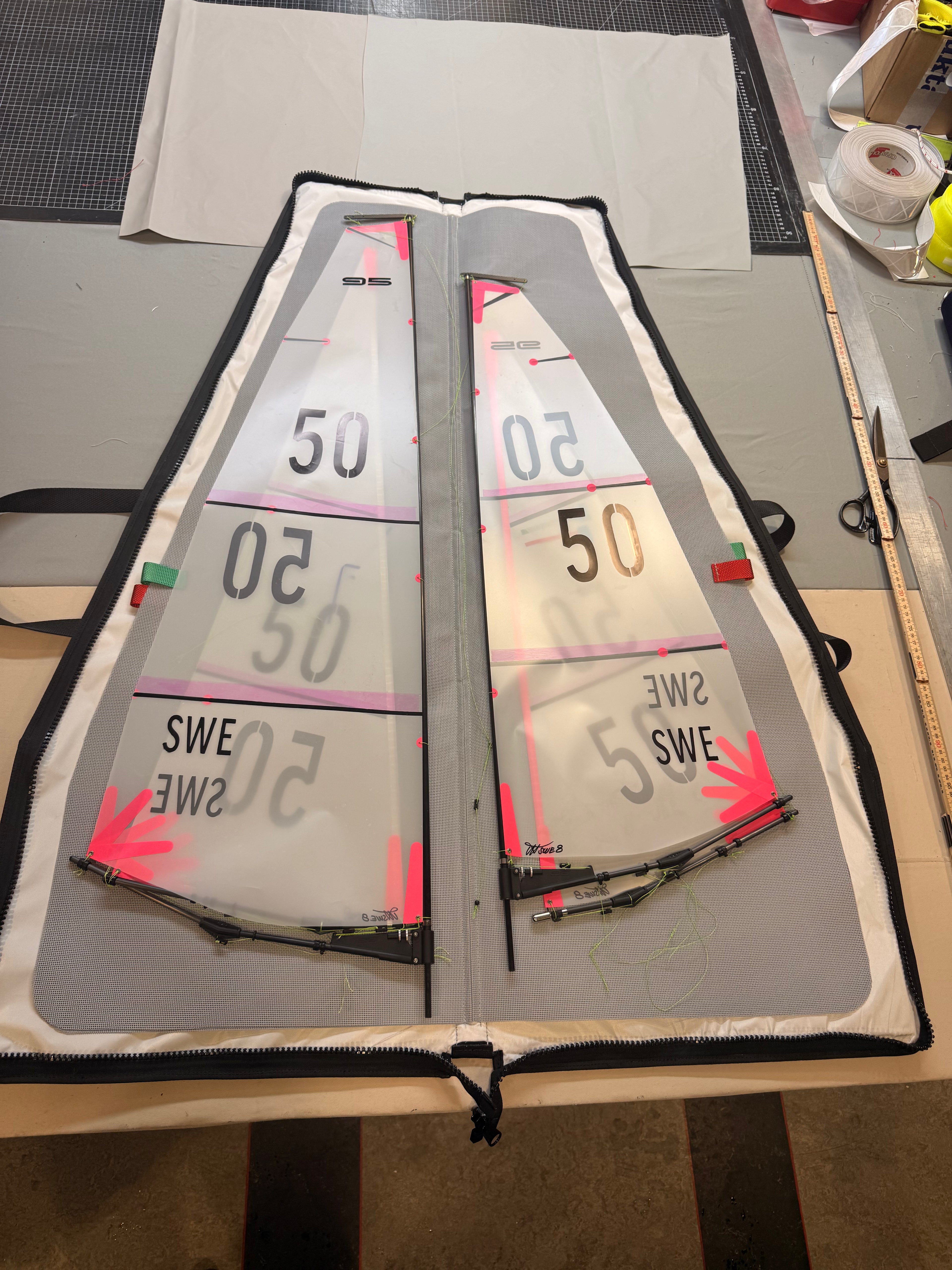 Sail wardrobe for radio controlled sailboats