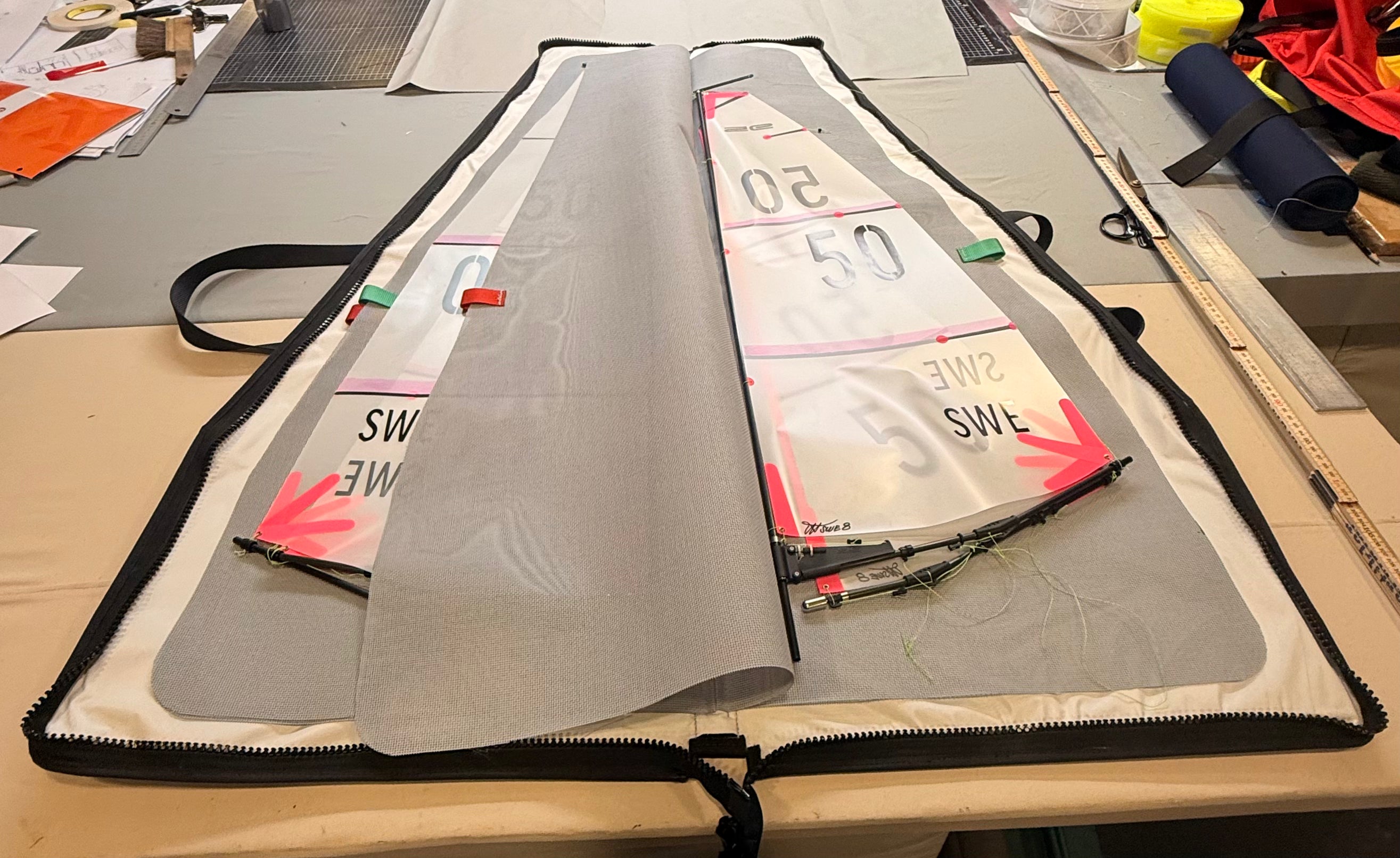 Sail wardrobe for radio controlled sailboats